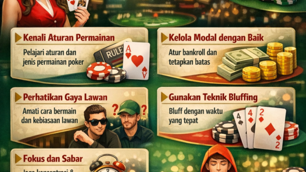 Pelajari tips main poker live casino online dengan strategi tepat, trik praktis, serta rekomendasi dan pembahasan lengkap agar bermain lebih cerdas.